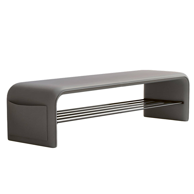Modern Minimalist Shoe Bench Synthetic Leather Padded Seat Carbon Steel Frame with Storage Shelf Entryway Bench for Hallway | Bedroom and Living Room