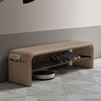 Modern Minimalist Shoe Bench Synthetic Leather Padded Seat Carbon Steel Frame with Storage Shelf Entryway Bench for Hallway | Bedroom and Living Room