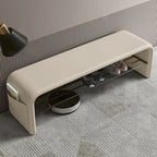 Modern Minimalist Shoe Bench Synthetic Leather Padded Seat Carbon Steel Frame with Storage Shelf Entryway Bench for Hallway | Bedroom and Living Room