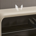 Modern Minimalist Shoe Bench Synthetic Leather Padded Seat Carbon Steel Frame with Storage Shelf Entryway Bench for Hallway | Bedroom and Living Room