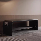 Modern Minimalist Shoe Bench Synthetic Leather Padded Seat Carbon Steel Frame with Storage Shelf Entryway Bench for Hallway | Bedroom and Living Room