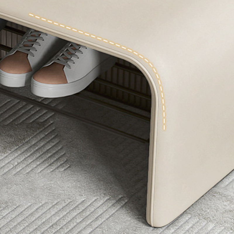 Modern Minimalist Shoe Bench Synthetic Leather Padded Seat Carbon Steel Frame with Storage Shelf Entryway Bench for Hallway | Bedroom and Living Room