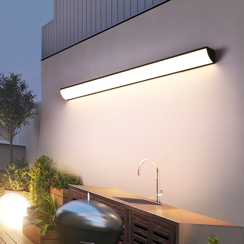 Modern Minimalist Waterproof Rectangular LED Outdoor Wall Light Aluminium Acrylic Linear Wall Sconce Hardwired for Garden | Patio and Balcony