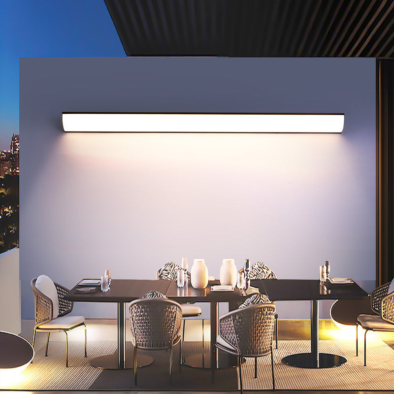 Modern Minimalist Waterproof Rectangular LED Outdoor Wall Light Aluminium Acrylic Linear Wall Sconce Hardwired for Garden | Patio and Balcony