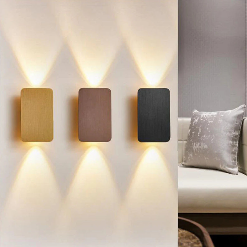 Nordic Minimalist Aluminium Rectangular Flat Panel LED Wall Sconce Twin Light Hardwired Wall Light for Hallway | Bedroom and Living Room