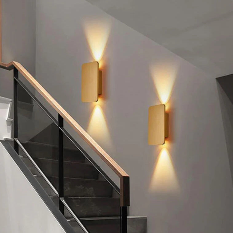 Nordic Minimalist Aluminium Rectangular Flat Panel LED Wall Sconce Twin Light Hardwired Wall Light for Hallway | Bedroom and Living Room