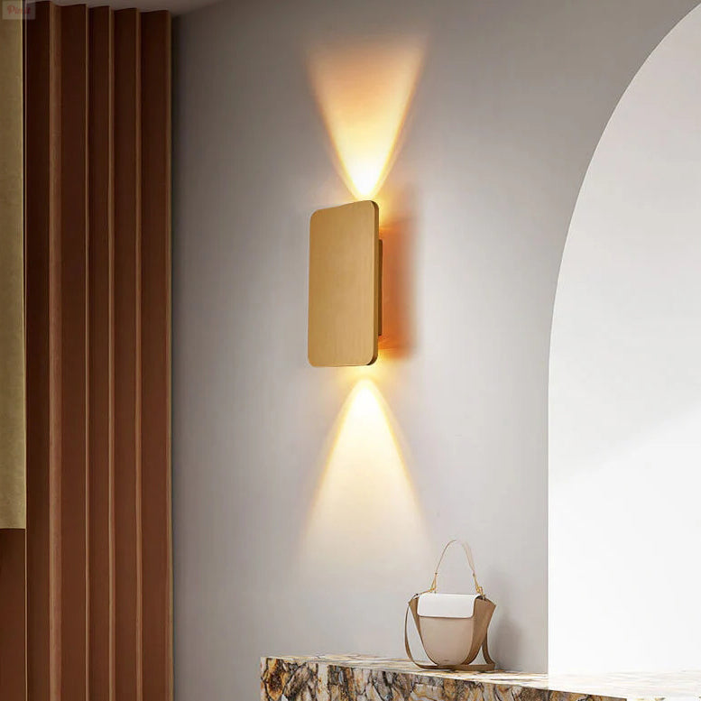 Nordic Minimalist Aluminium Rectangular Flat Panel LED Wall Sconce Twin Light Hardwired Wall Light for Hallway | Bedroom and Living Room
