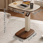 Scandinavian Height Adjustable Swivel Side Table Faux Leather Top Rolling Bedside Table Laptop Desk on Wheels for Living Room | Bedroom and Sofa