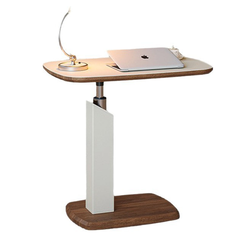 Scandinavian Height Adjustable Swivel Side Table Faux Leather Top Rolling Bedside Table Laptop Desk on Wheels for Living Room | Bedroom and Sofa