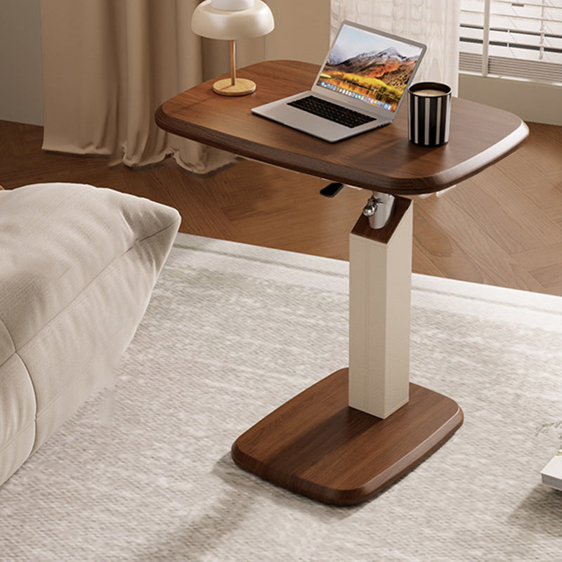 Scandinavian Height Adjustable Swivel Side Table Faux Leather Top Rolling Bedside Table Laptop Desk on Wheels for Living Room | Bedroom and Sofa