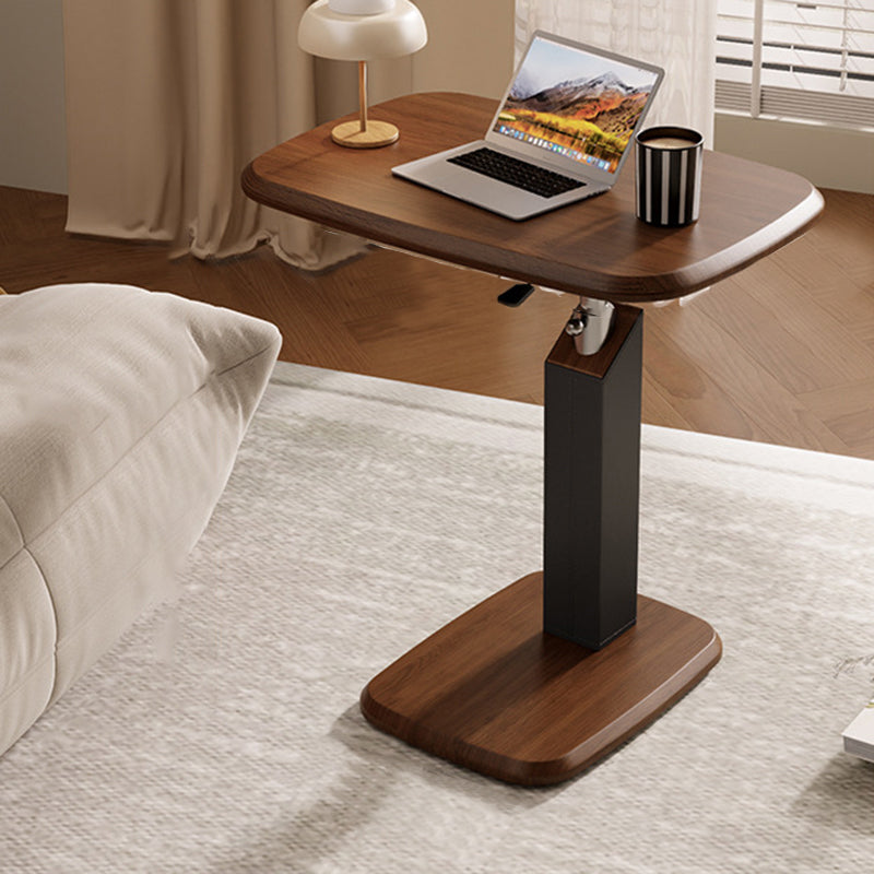 Scandinavian Height Adjustable Swivel Side Table Faux Leather Top Rolling Bedside Table Laptop Desk on Wheels for Living Room | Bedroom and Sofa