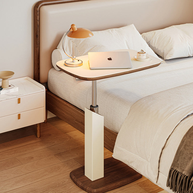 Scandinavian Height Adjustable Swivel Side Table Faux Leather Top Rolling Bedside Table Laptop Desk on Wheels for Living Room | Bedroom and Sofa