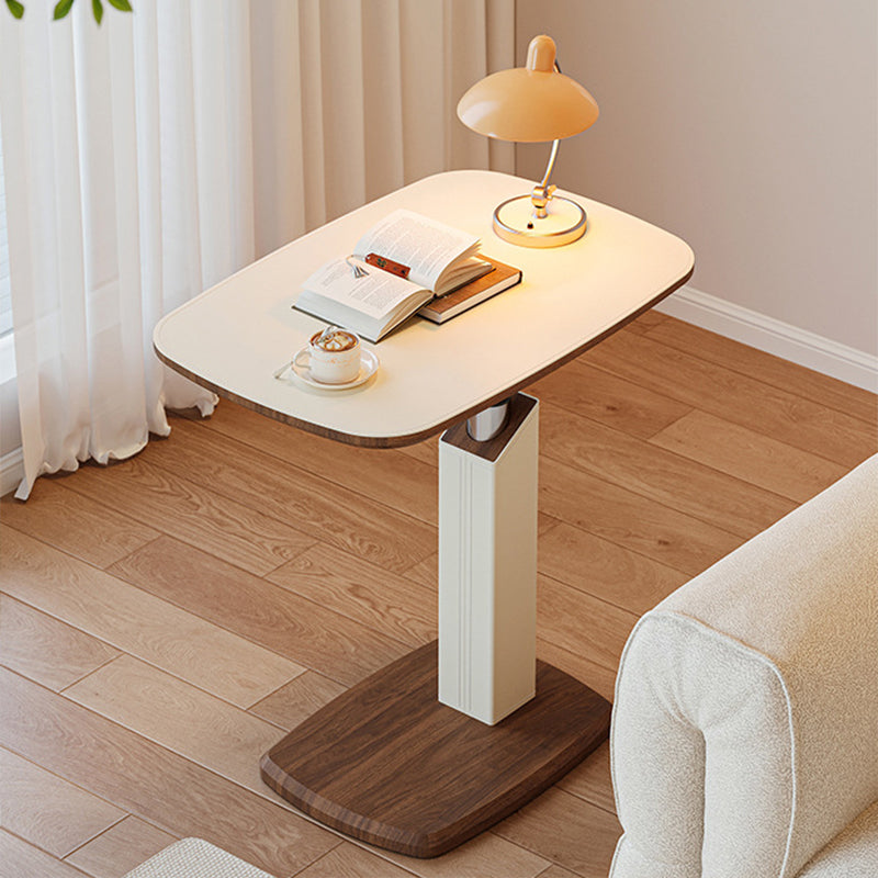 Scandinavian Height Adjustable Swivel Side Table Faux Leather Top Rolling Bedside Table Laptop Desk on Wheels for Living Room | Bedroom and Sofa
