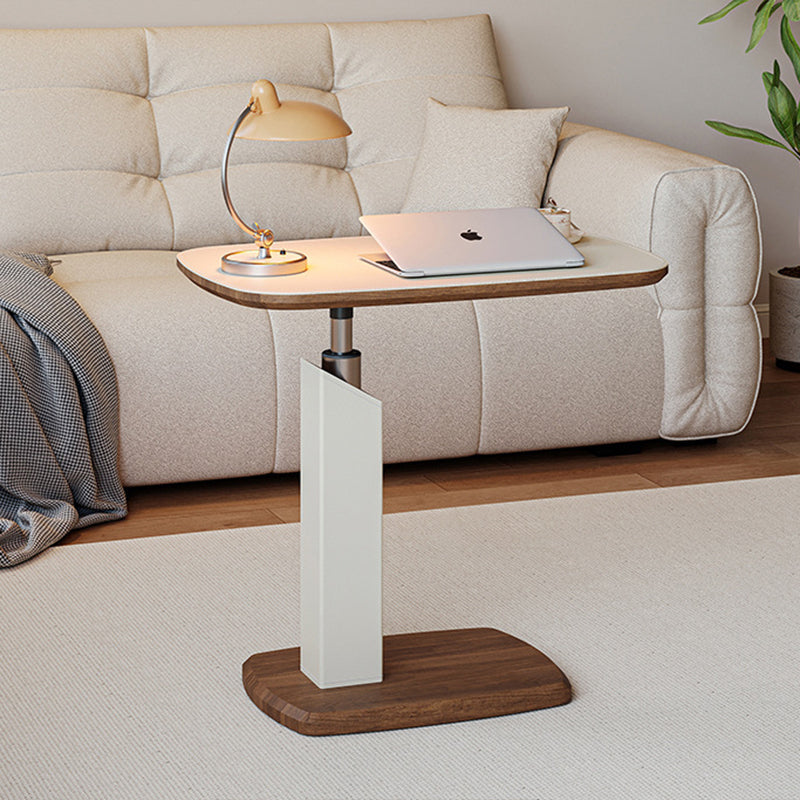 Scandinavian Height Adjustable Swivel Side Table Faux Leather Top Rolling Bedside Table Laptop Desk on Wheels for Living Room | Bedroom and Sofa