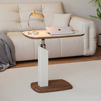 Scandinavian Height Adjustable Swivel Side Table Faux Leather Top Rolling Bedside Table Laptop Desk on Wheels for Living Room | Bedroom and Sofa