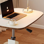 Scandinavian Height Adjustable Swivel Side Table Faux Leather Top Rolling Bedside Table Laptop Desk on Wheels for Living Room | Bedroom and Sofa