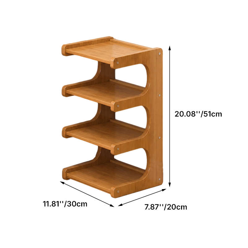 Scandinavian Bamboo Shoe Rack Tiered Open Shelf Shoe Storage Organiser Freestanding for Entryway | Hallway and Living Room