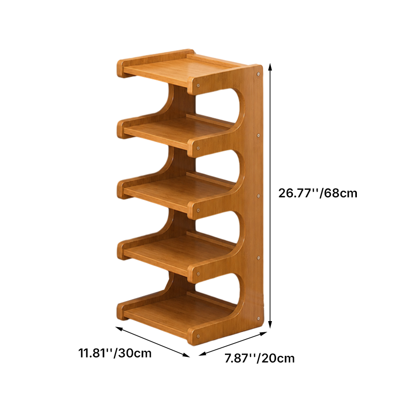 Scandinavian Bamboo Shoe Rack Tiered Open Shelf Shoe Storage Organiser Freestanding for Entryway | Hallway and Living Room