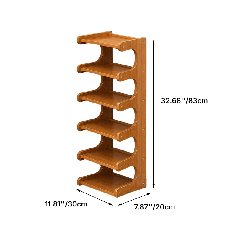Scandinavian Bamboo Shoe Rack Tiered Open Shelf Shoe Storage Organiser Freestanding for Entryway | Hallway and Living Room