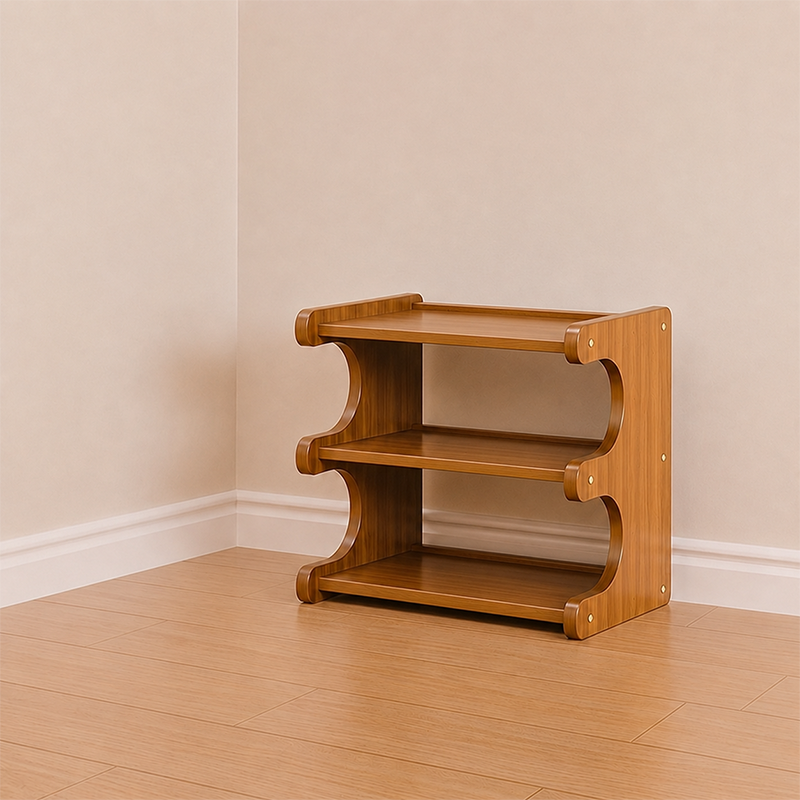 Scandinavian Bamboo Shoe Rack Tiered Open Shelf Shoe Storage Organiser Freestanding for Entryway | Hallway and Living Room