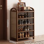 Vintage Rattan Bamboo Shoe Rack Multi-Tier Rectangular Shoe Storage Shelf for Entryway | Hallway and Living Room