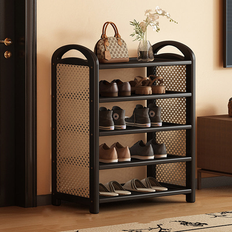 Vintage Rattan Bamboo Shoe Rack Multi-Tier Rectangular Shoe Storage Shelf for Entryway | Hallway and Living Room