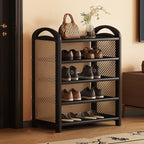 Vintage Rattan Bamboo Shoe Rack Multi-Tier Rectangular Shoe Storage Shelf for Entryway | Hallway and Living Room