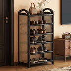 Vintage Rattan Bamboo Shoe Rack Multi-Tier Rectangular Shoe Storage Shelf for Entryway | Hallway and Living Room