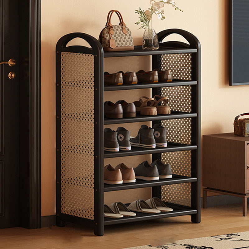 Vintage Rattan Bamboo Shoe Rack Multi-Tier Rectangular Shoe Storage Shelf for Entryway | Hallway and Living Room