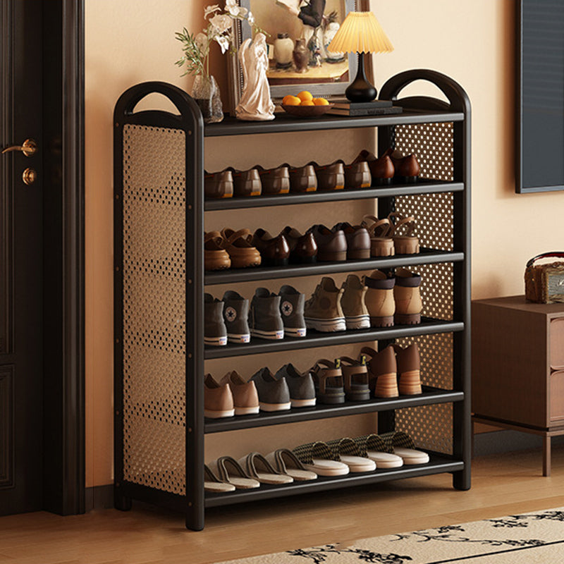 Vintage Rattan Bamboo Shoe Rack Multi-Tier Rectangular Shoe Storage Shelf for Entryway | Hallway and Living Room