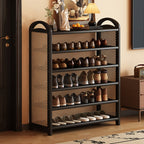 Vintage Rattan Bamboo Shoe Rack Multi-Tier Rectangular Shoe Storage Shelf for Entryway | Hallway and Living Room