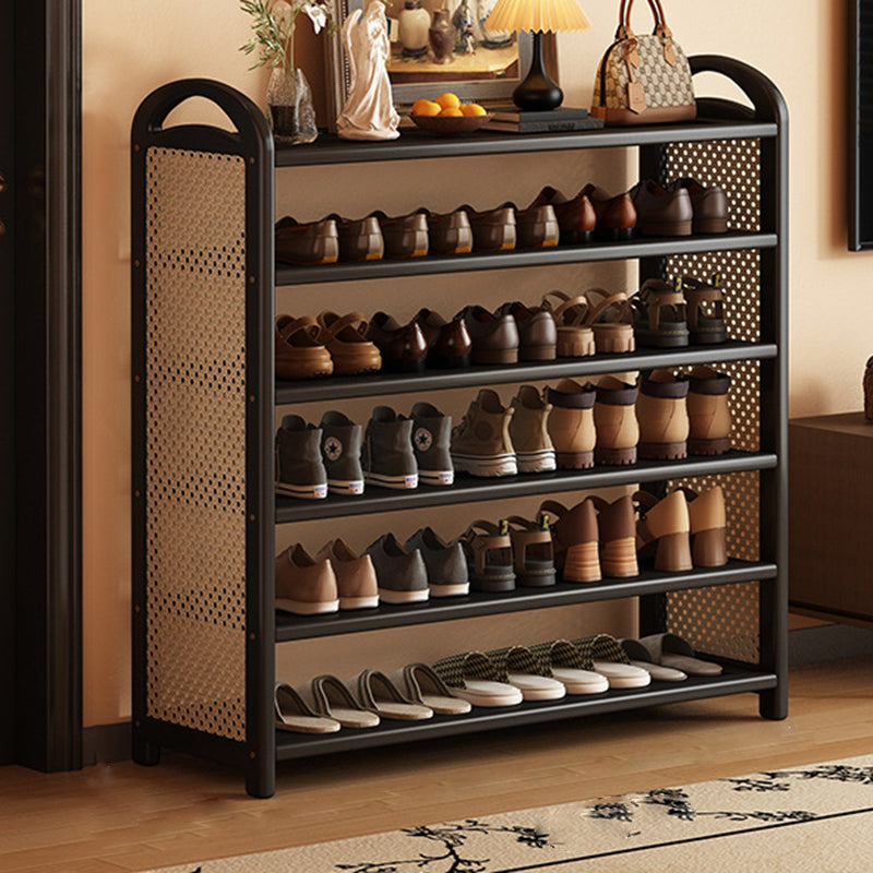 Vintage Rattan Bamboo Shoe Rack Multi-Tier Rectangular Shoe Storage Shelf for Entryway | Hallway and Living Room