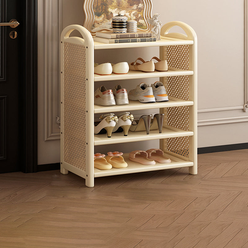 Vintage Rattan Bamboo Shoe Rack Multi-Tier Rectangular Shoe Storage Shelf for Entryway | Hallway and Living Room