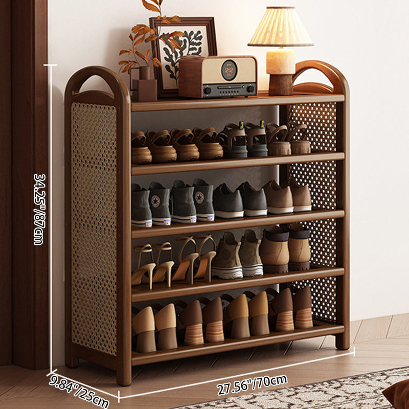Vintage Rattan Bamboo Shoe Rack Multi-Tier Rectangular Shoe Storage Shelf for Entryway | Hallway and Living Room
