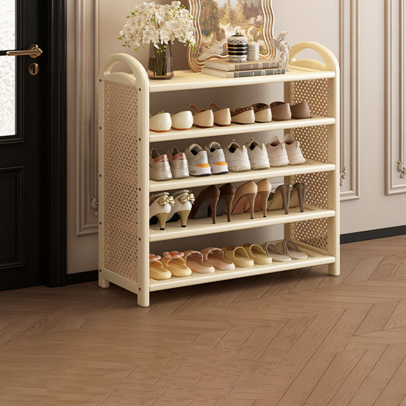 Vintage Rattan Bamboo Shoe Rack Multi-Tier Rectangular Shoe Storage Shelf for Entryway | Hallway and Living Room