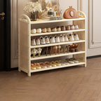 Vintage Rattan Bamboo Shoe Rack Multi-Tier Rectangular Shoe Storage Shelf for Entryway | Hallway and Living Room