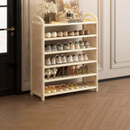 Vintage Rattan Bamboo Shoe Rack Multi-Tier Rectangular Shoe Storage Shelf for Entryway | Hallway and Living Room