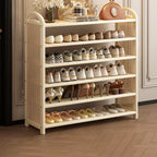 Vintage Rattan Bamboo Shoe Rack Multi-Tier Rectangular Shoe Storage Shelf for Entryway | Hallway and Living Room