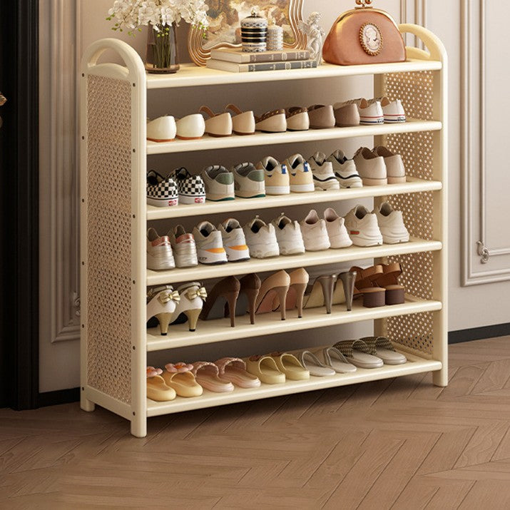 Vintage Rattan Bamboo Shoe Rack Multi-Tier Rectangular Shoe Storage Shelf for Entryway | Hallway and Living Room