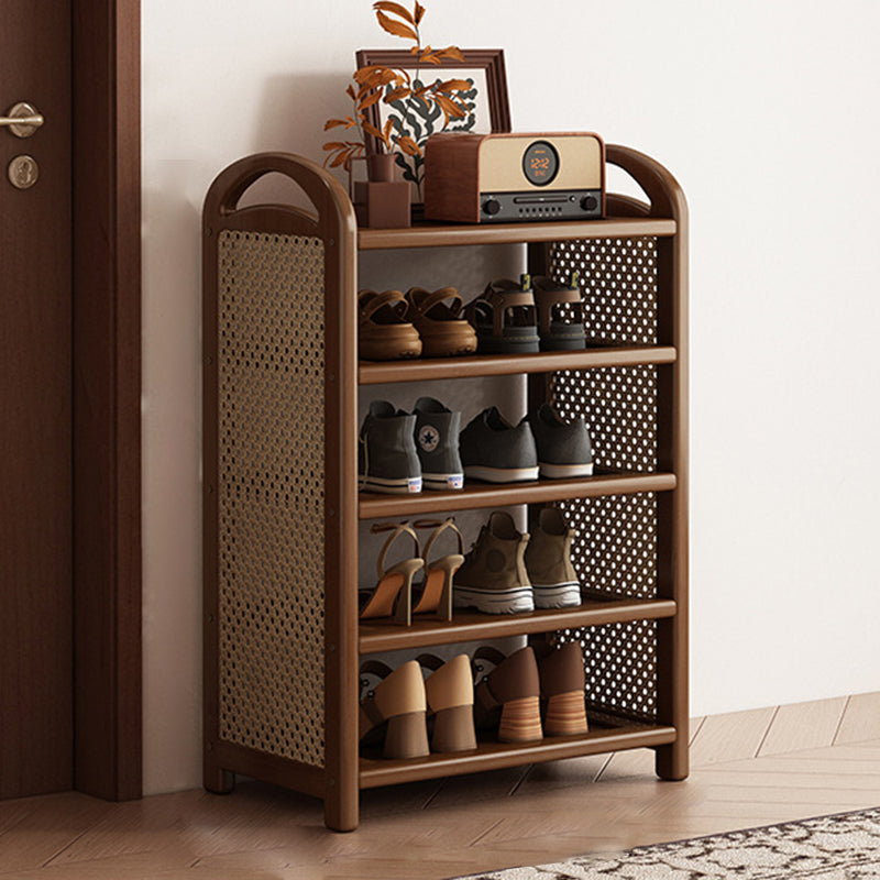 Vintage Rattan Bamboo Shoe Rack Multi-Tier Rectangular Shoe Storage Shelf for Entryway | Hallway and Living Room