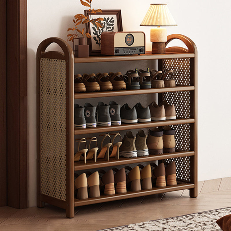 Vintage Rattan Bamboo Shoe Rack Multi-Tier Rectangular Shoe Storage Shelf for Entryway | Hallway and Living Room
