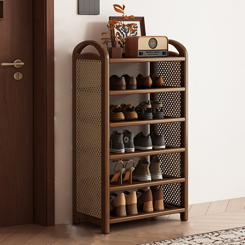 Vintage Rattan Bamboo Shoe Rack Multi-Tier Rectangular Shoe Storage Shelf for Entryway | Hallway and Living Room