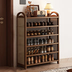 Vintage Rattan Bamboo Shoe Rack Multi-Tier Rectangular Shoe Storage Shelf for Entryway | Hallway and Living Room