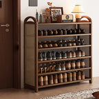Vintage Rattan Bamboo Shoe Rack Multi-Tier Rectangular Shoe Storage Shelf for Entryway | Hallway and Living Room