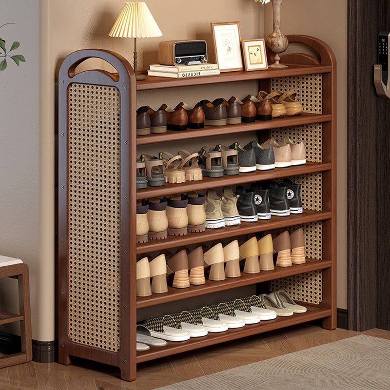 Vintage Rattan Bamboo Shoe Rack Multi-Tier Rectangular Shoe Storage Shelf for Entryway | Hallway and Living Room