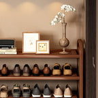Vintage Rattan Bamboo Shoe Rack Multi-Tier Rectangular Shoe Storage Shelf for Entryway | Hallway and Living Room