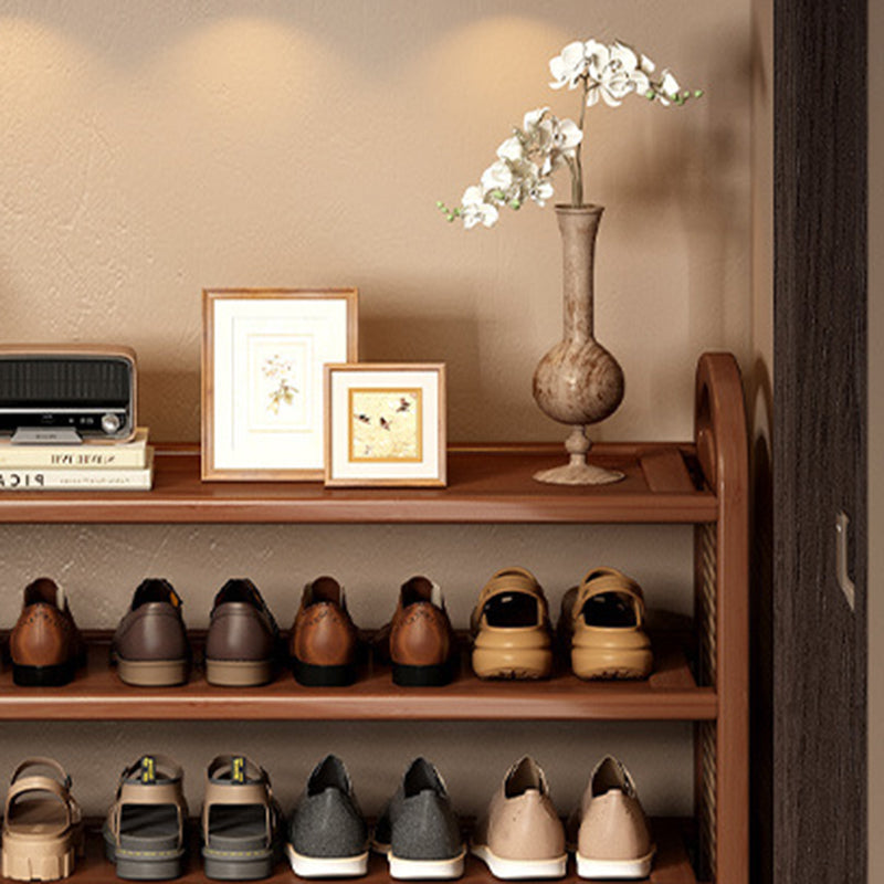 Vintage Rattan Bamboo Shoe Rack Multi-Tier Rectangular Shoe Storage Shelf for Entryway | Hallway and Living Room