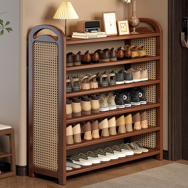 Vintage Rattan Bamboo Shoe Rack Multi-Tier Rectangular Shoe Storage Shelf for Entryway | Hallway and Living Room