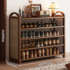 Vintage Rattan Bamboo Shoe Rack Multi-Tier Rectangular Shoe Storage Shelf for Entryway | Hallway and Living Room