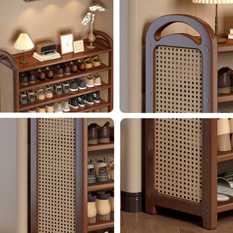 Vintage Rattan Bamboo Shoe Rack Multi-Tier Rectangular Shoe Storage Shelf for Entryway | Hallway and Living Room